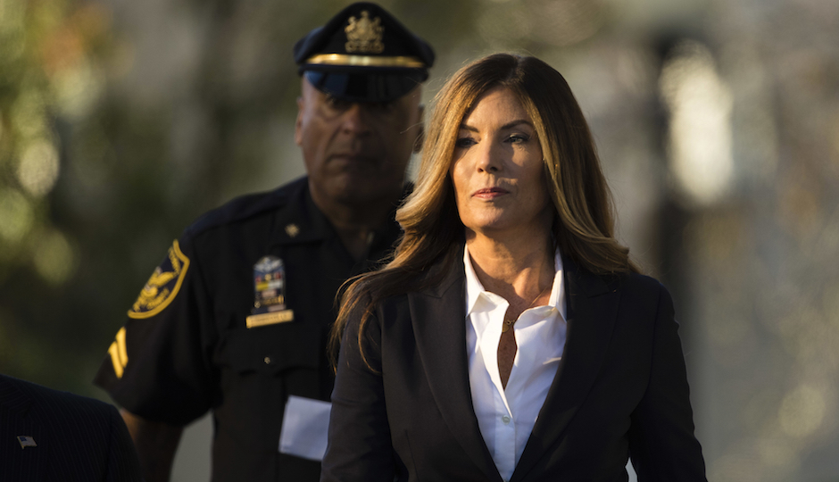 Former Pennsylvania Attorney General Kathleen Kane arrives at Montgomery County courthouse for her scheduled sentencing hearing in Norristown, Pa, Monday, Oct. 24, 2016. Kane, a Scranton-area Democrat, will learn if she is going to jail over a perjury and obstruction case that stemmed from a political feud. (AP Photo/Matt Rourke)