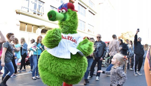 The Phillie Phanatic will swing by the Old City Fest on Sunday. 