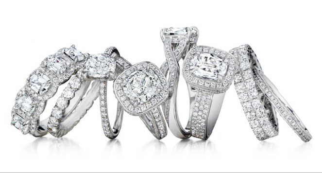 A smattering of the pretty things you can try on a Benari's bridal jewelry event. 