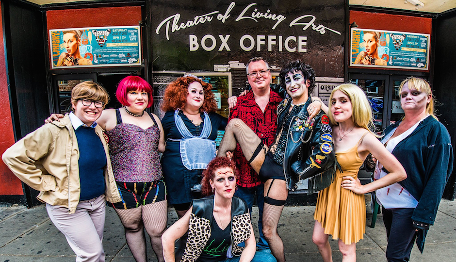 Robert Drake (center) with members of TNP, a Rocky Horror shadow cast. (Photo by InFlux Photography)