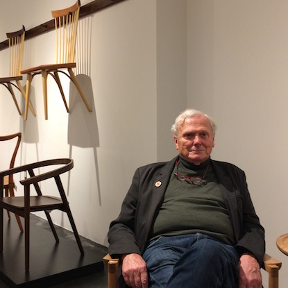 Tom Moser with some of his classic chairs in the showroom. | Photo: Sandy Smith