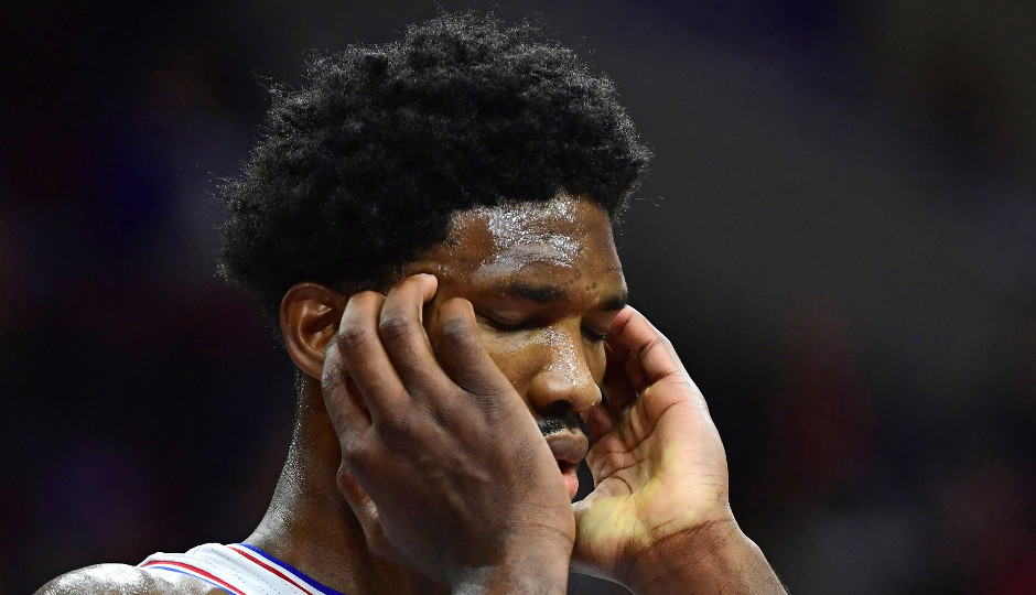 Sixers center Joel Embiid is averaging 18.8 points, 6.8 rebounds, and 2.3 blocked shots per game so far as a rookie. | Eric Hartline-USA TODAY Sports