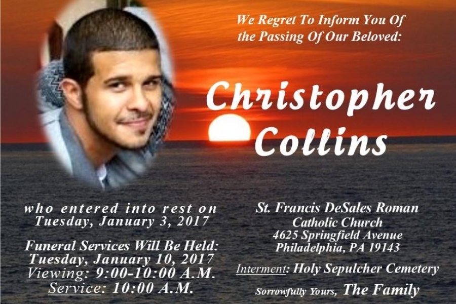 Chris Collins' funeral will be on Tuesday, January 10th.