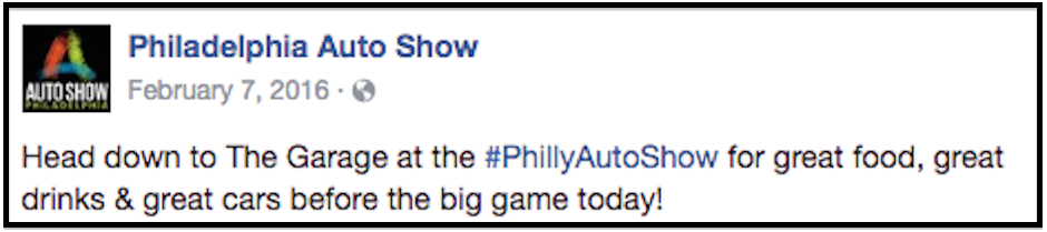 A screenshot of the Auto Show's Facebook page.