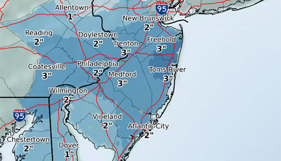 Snowfall totals from National Weather Service