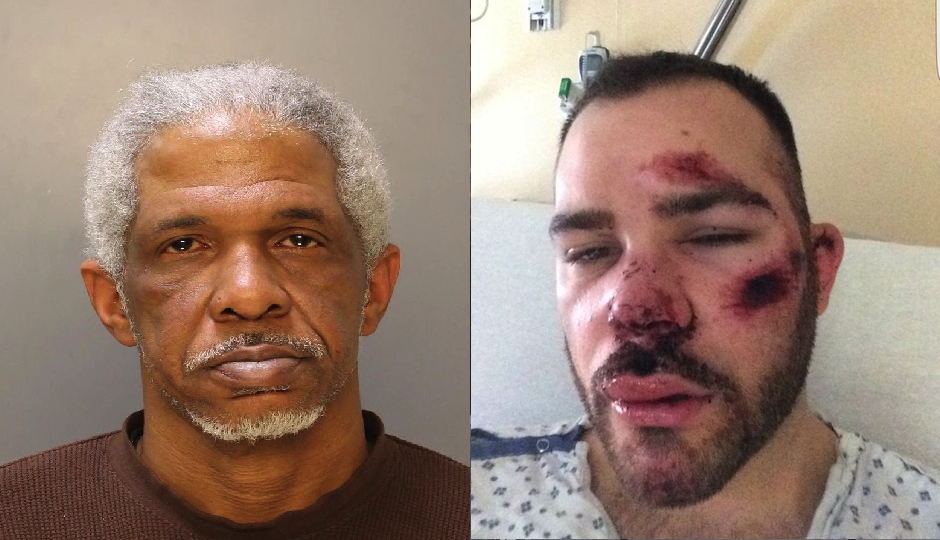 Left: Former Uber driver Major Fuller. (University of Pennsylvania Police Department) Right: Cherry Hill resident Joseph Fusco, the man Fuller stands accused of beating.