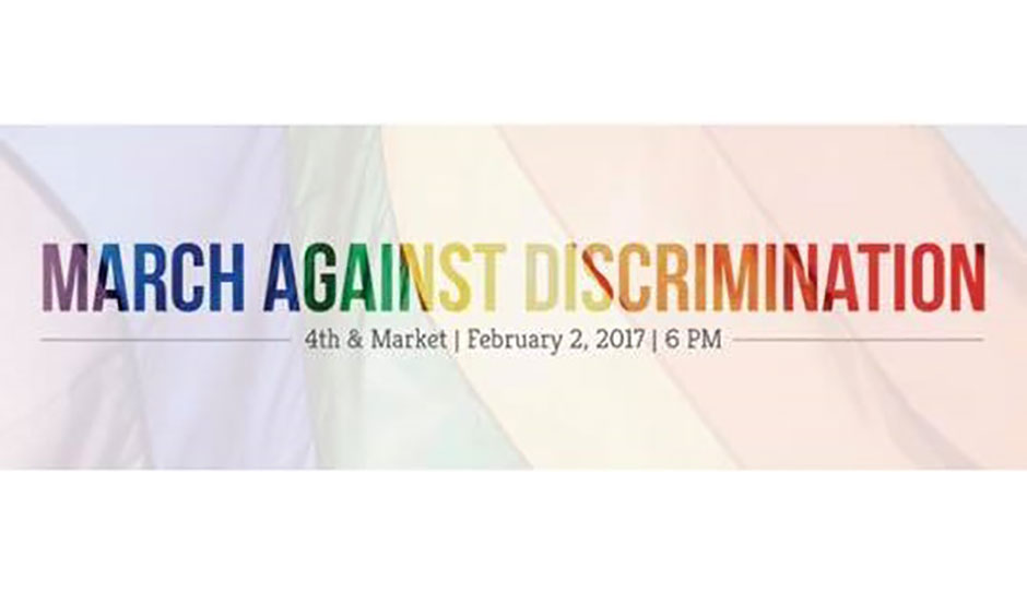 "March Against Discrimination" banner