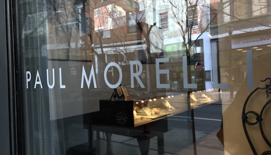 The front door of the Paul Morelli jewelry store on Walnut Street. (Photo by Claire Hoffman)