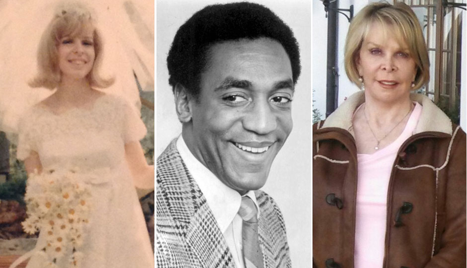 Kristina Ruehli in her 1967 wedding photo (left); Bill Cosby in an uncredited 1969 publicity photo | Wikipedia Commons (middle); Kristina Ruehli today (right) 