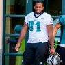 Eagles DE Fletcher Cox helmet off at practice