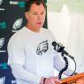Eagles offensive coordinator Pat Shurmur speaks to media