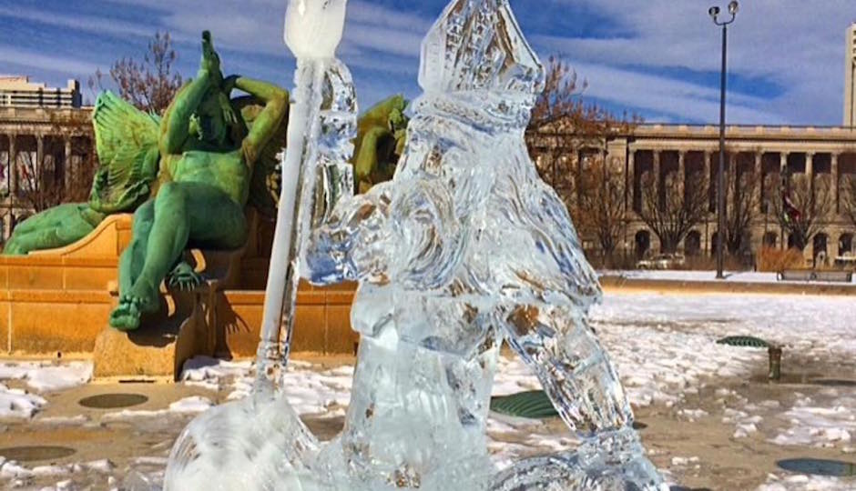Ice Queen Sculptor Creates a Poseidon in Logan Square