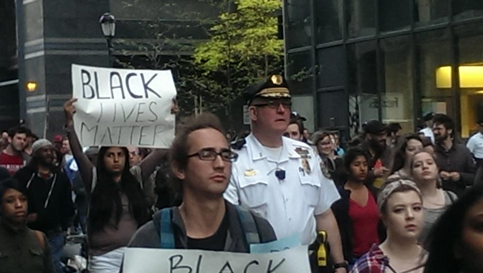 Black Lives Matter Philly at a protest in April 2015. 