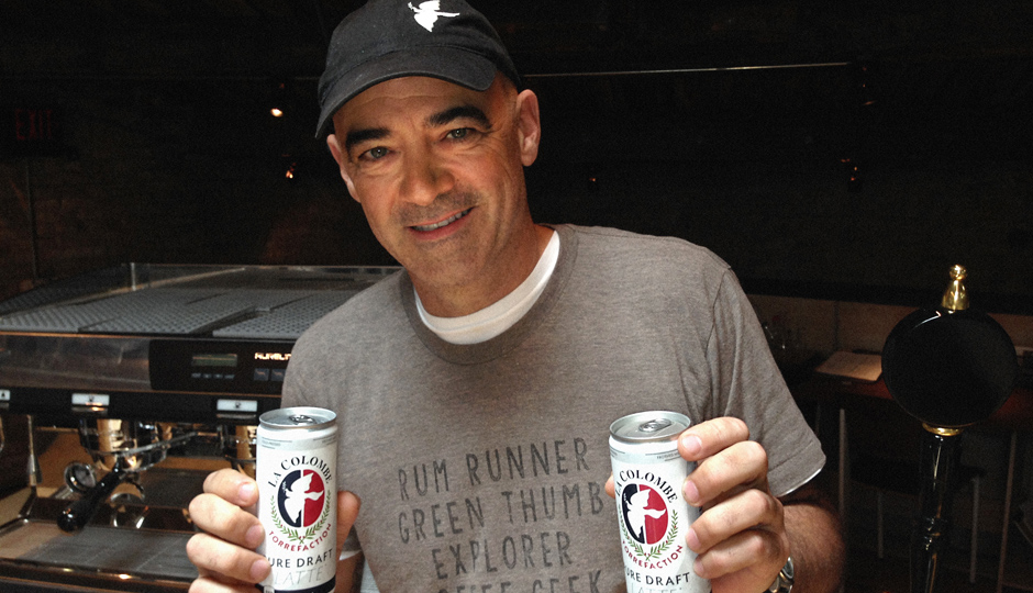 Todd Carmichael, CEO of La Colombe shows off his latest creation: Draft latte in a can. (Photo by Jared Shelly)