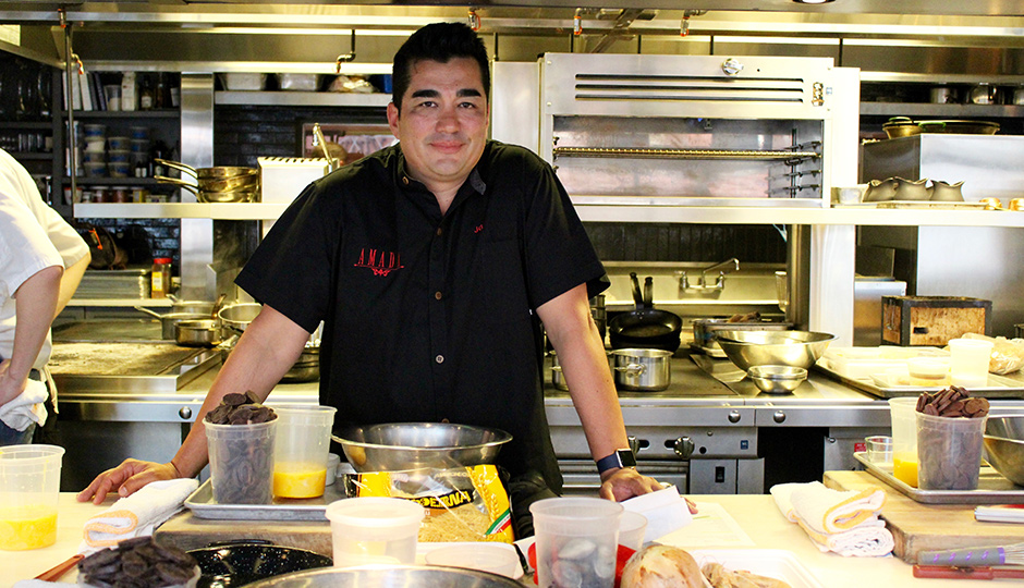 Jose Garces prepping for class at Volver's Summer School