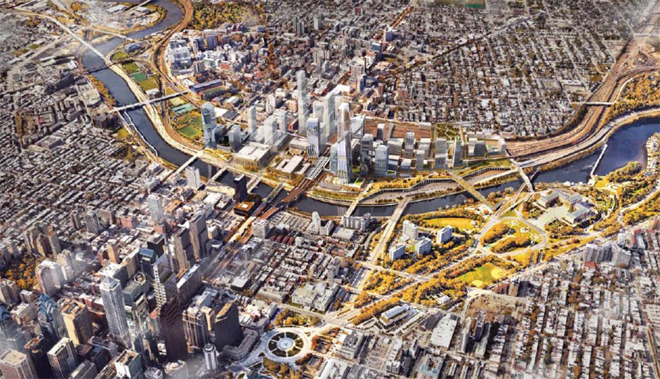 30th Street Station development plan, aerial view, amazon