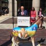 Former Governor Ed Rendell with the Kansas delegation's donkey.
