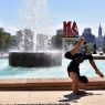 A 15-year-old man from Philadelphia performs on the steps of the Art Museum
