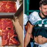 Photos of Santucci’s pizza and Eagles defensive player Connor Barwin