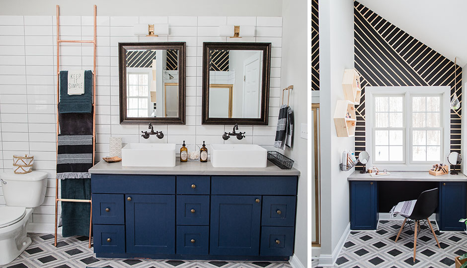 The master bath in Mangin's own home | Photo courtesy East Coast Creative