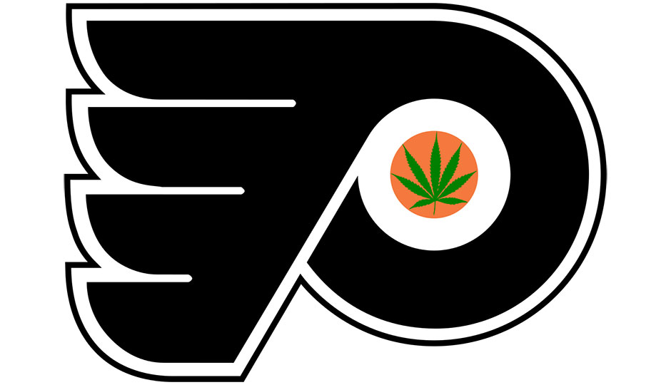 Flyers logo with a pot leaf in the center