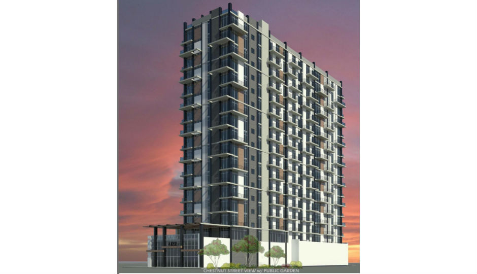 The proposed apartment tower at 4125 Chestnut St. | Rendering: KCA Design Associates