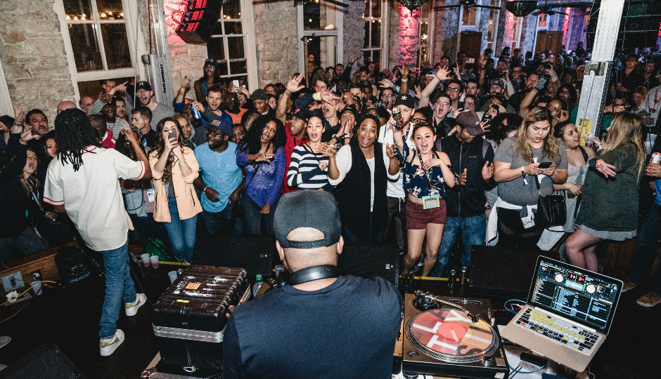 The scene at Philly's SXSW VIP event with DJ Jazzy Jeff. Image via Rec Philly. 