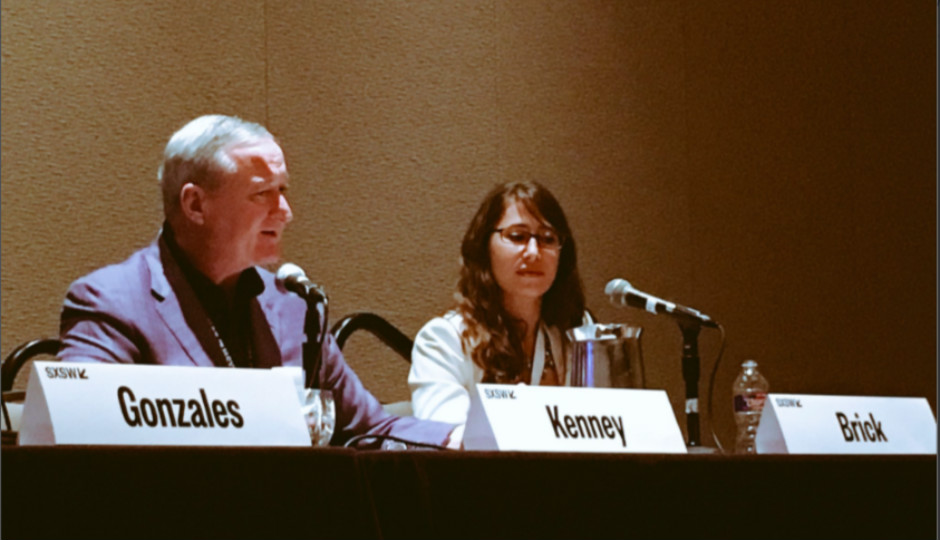 Mayor Kenney sits on ‘Building Bridges When Others Want to Build Walls’ panel at SXSW. Image via Twitter.