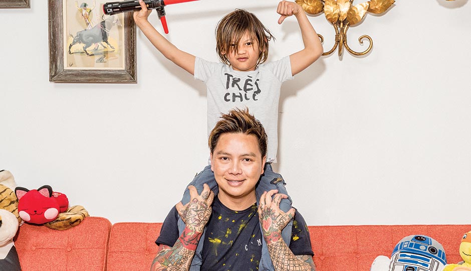 Laurentius Purnama and his son, Jude. Photograph by Christopher Leaman.