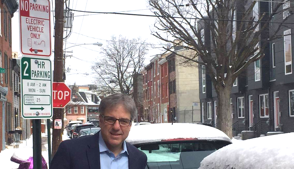 Fishtown resident Jonathan Fink is one of 51 residents to have obtained a permit for an electric vehicle parking space.