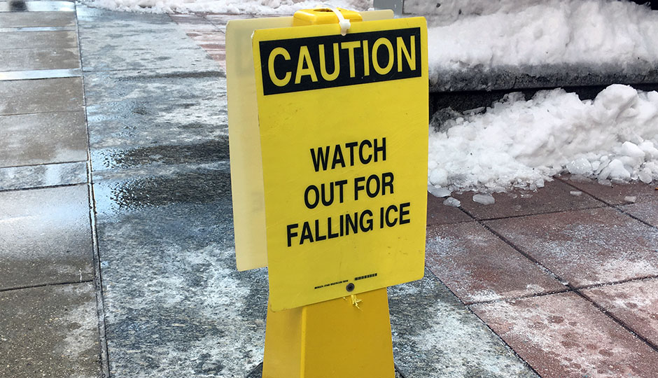 Watch Out for Falling Ice sign