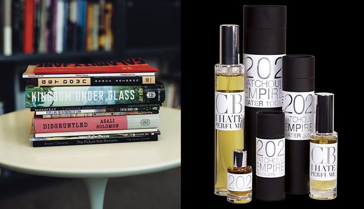 Books photograph by Jauhien Sasnou. | Perfume photo via Michael Weiss.