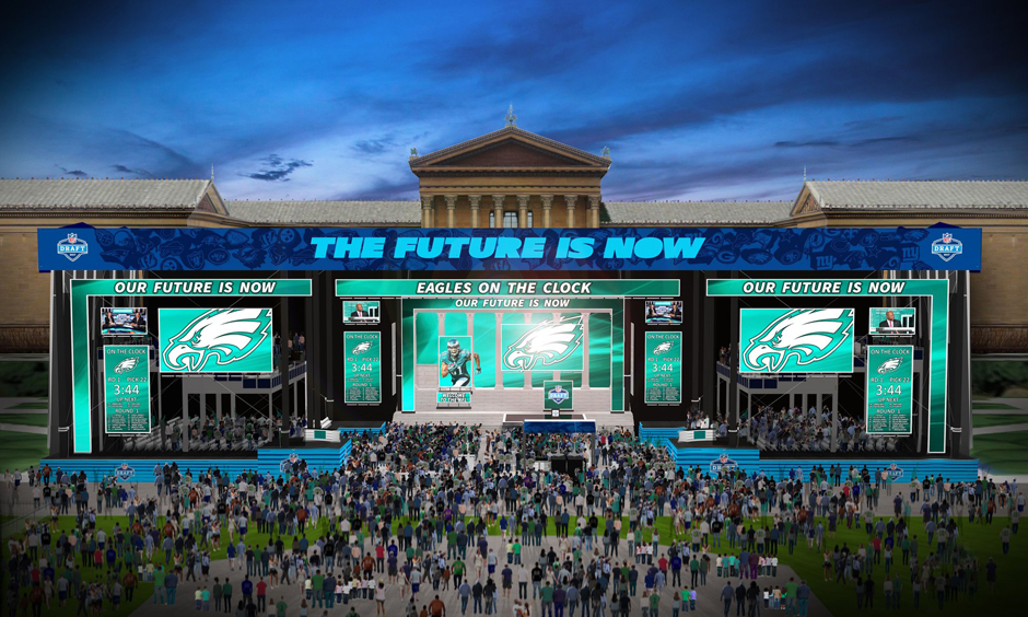 Rendering of the draft stage in front of the Philadelphia Museum of Art.