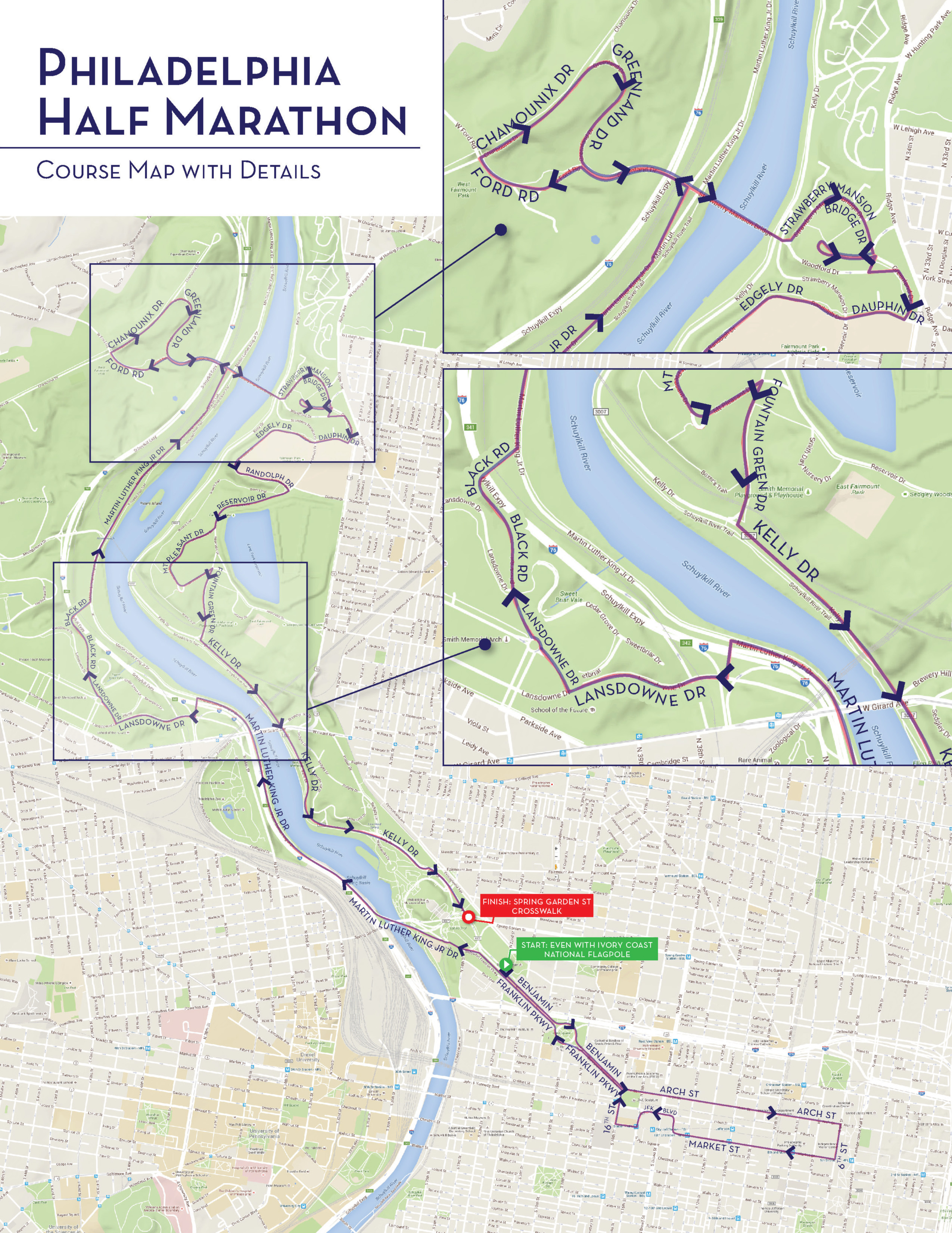 What the Philadelphia Marathon's Half Marathon Course Looks Like for