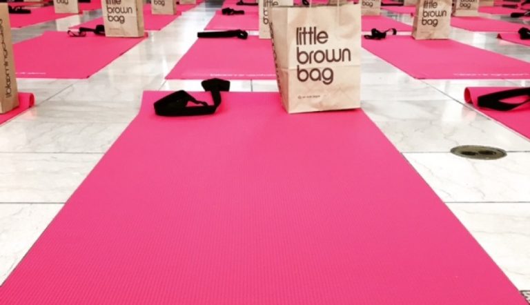 pink yoga outfit