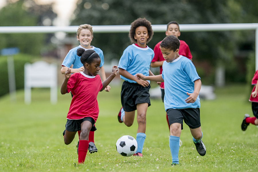 healthy kids playing sports