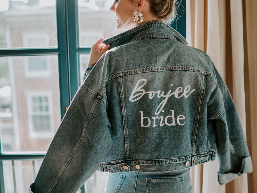 house of catherine boujee bride jean jacket