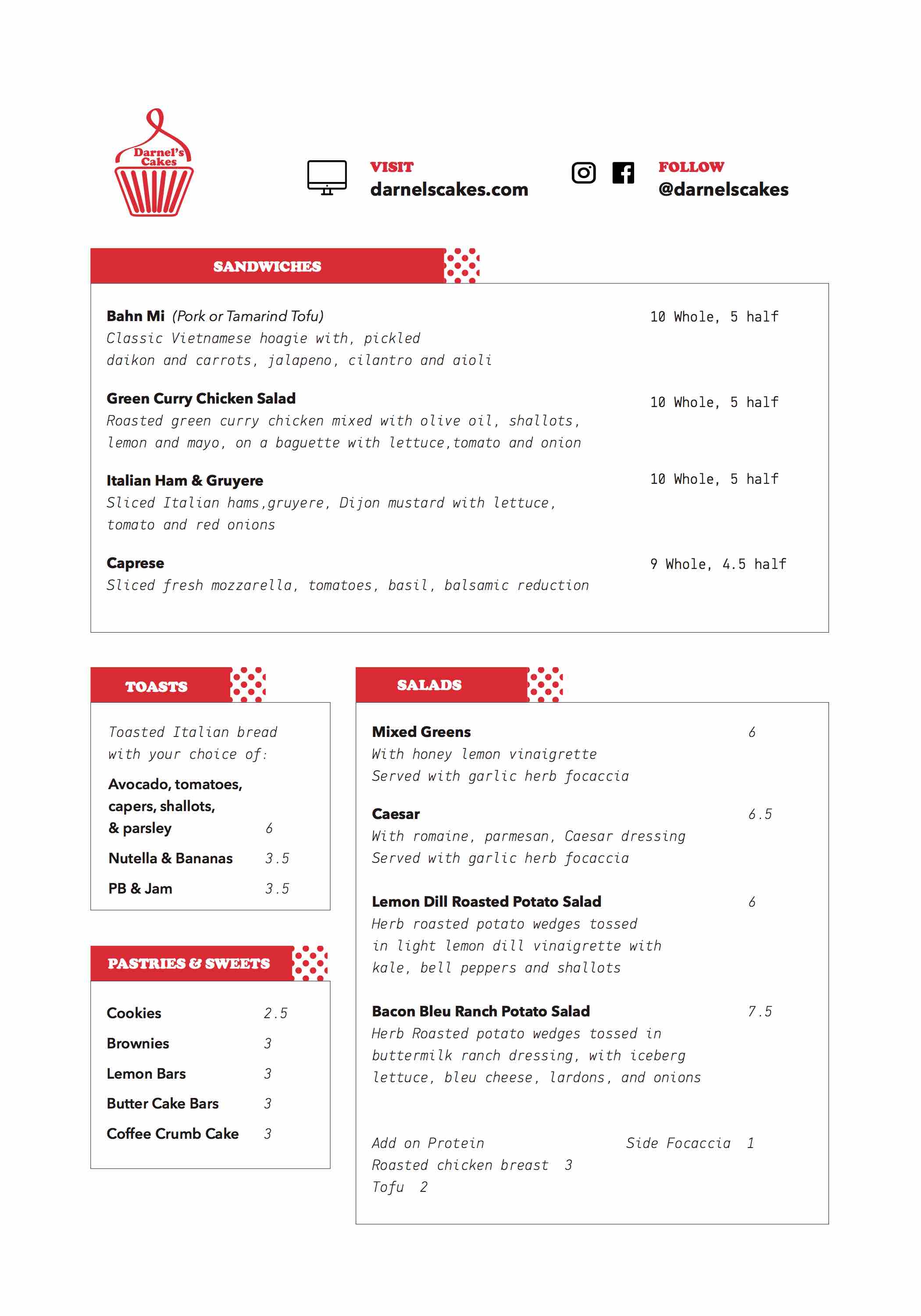 ca phe roasters pop up darnels cakes menu