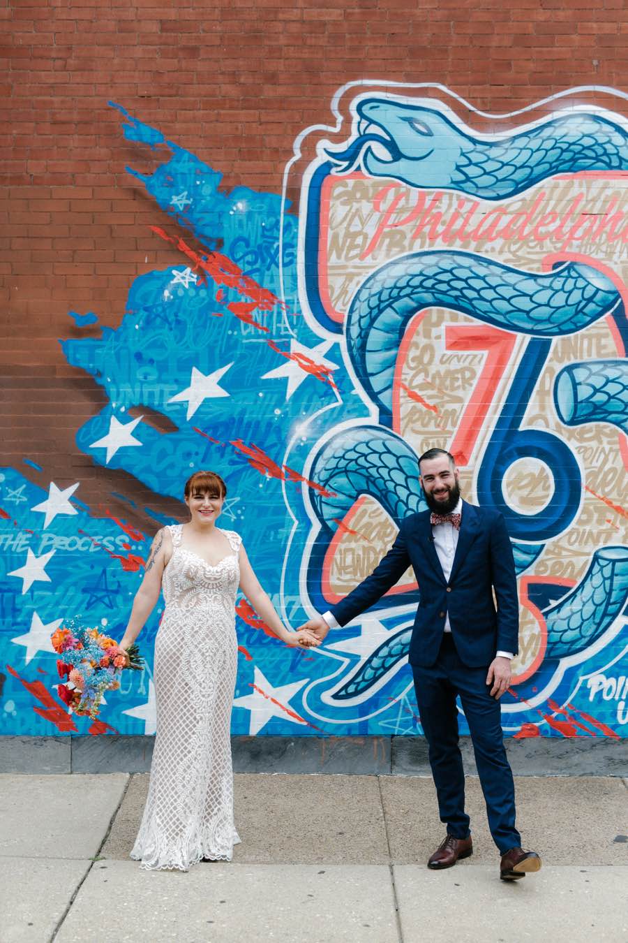 76ers mural wedding portaits