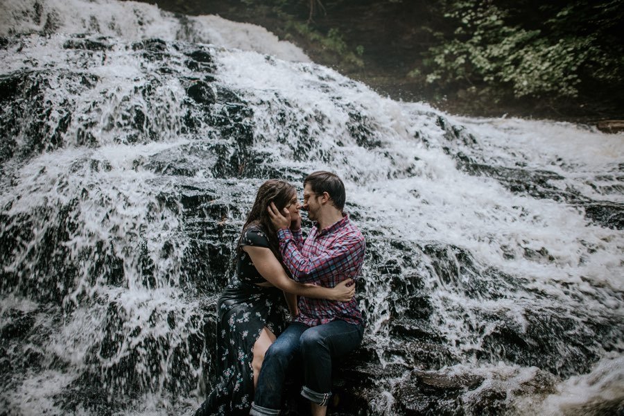 waterfall engagement photo