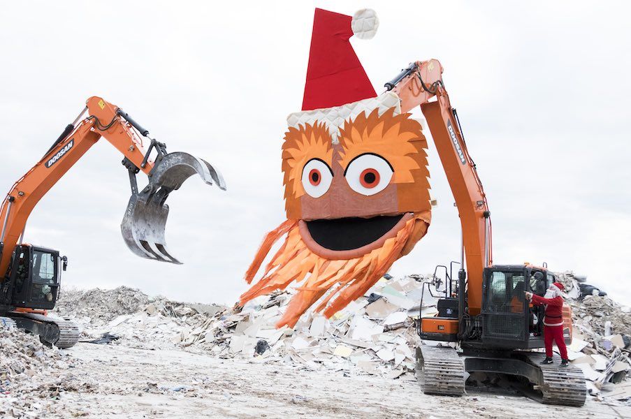 gritty christmas card garbage