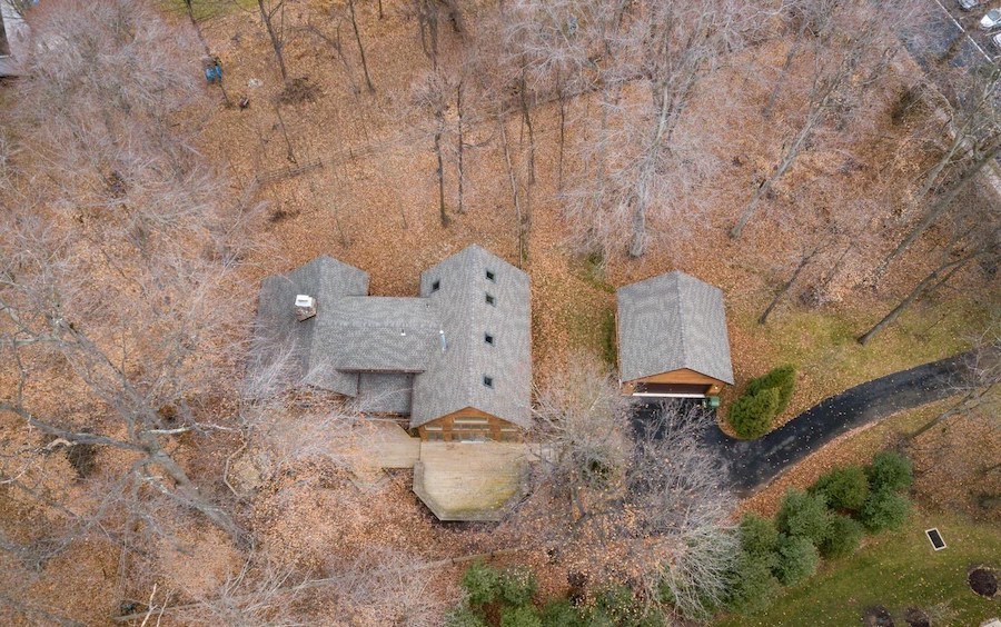 house for sale chalfont log house aerial view