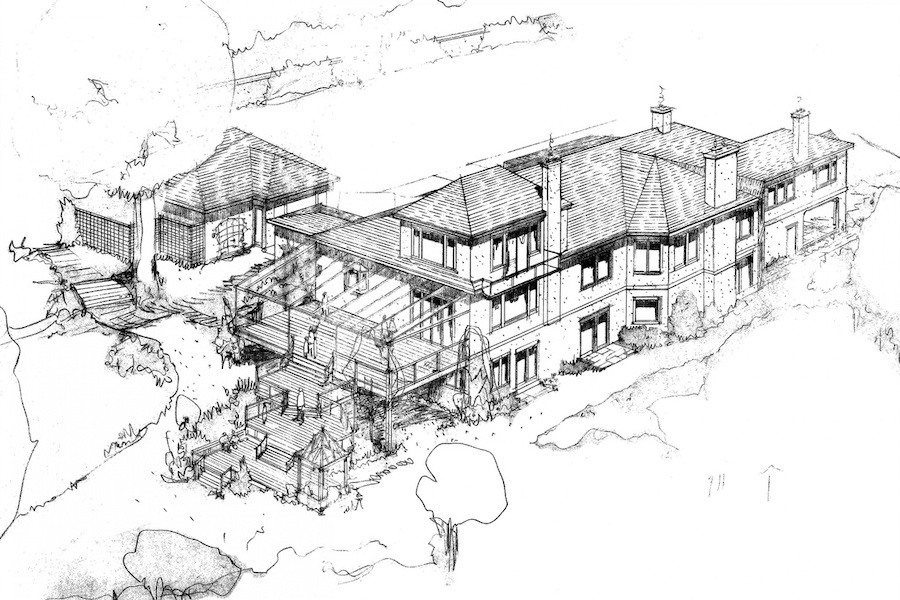 house for sale gladwyne contemporary architect's sketch