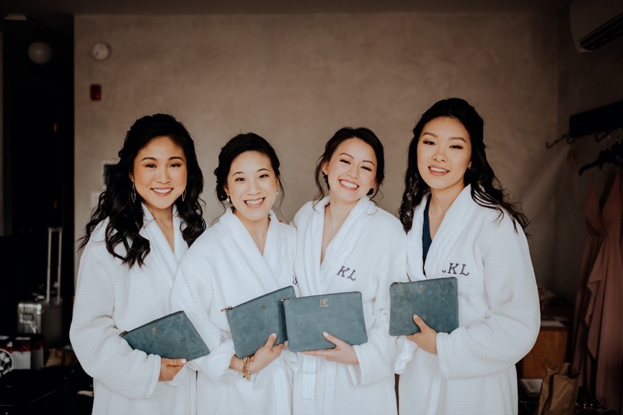 bridesmaids in robes