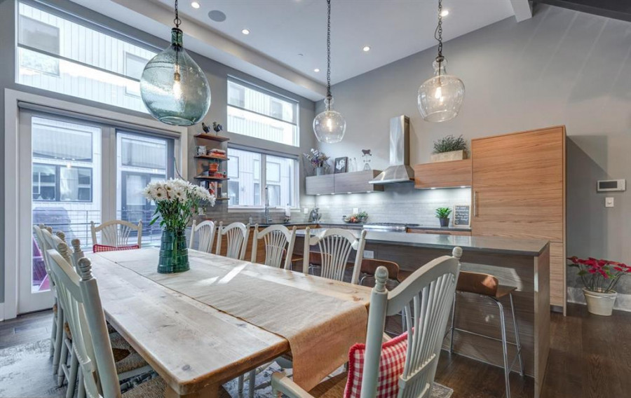 house for sale northern liberties modern rowhouse dining area and kitchen