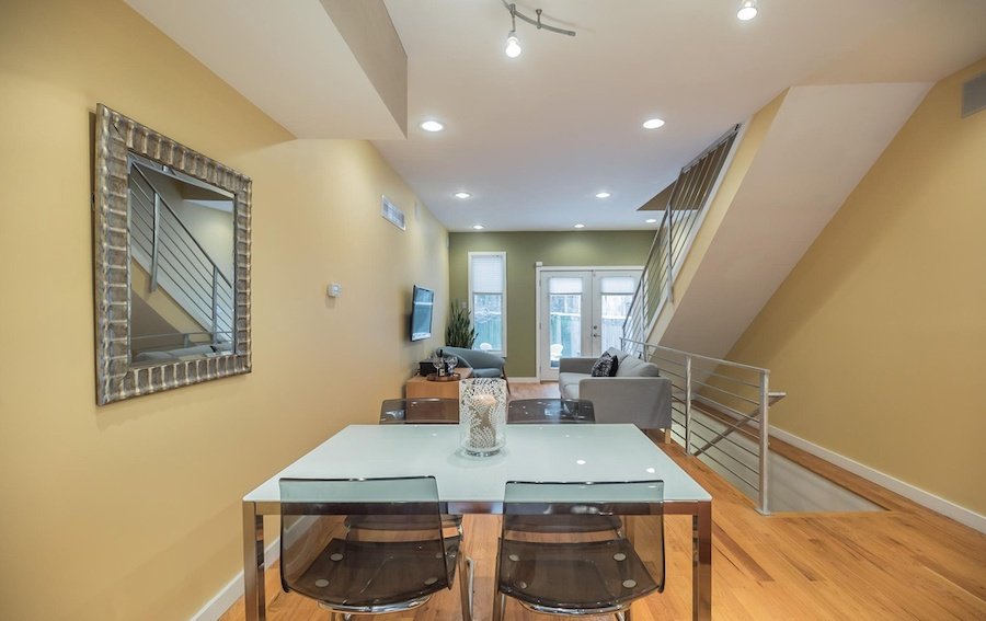 house for sale roxborough modern rowhouse dining living room