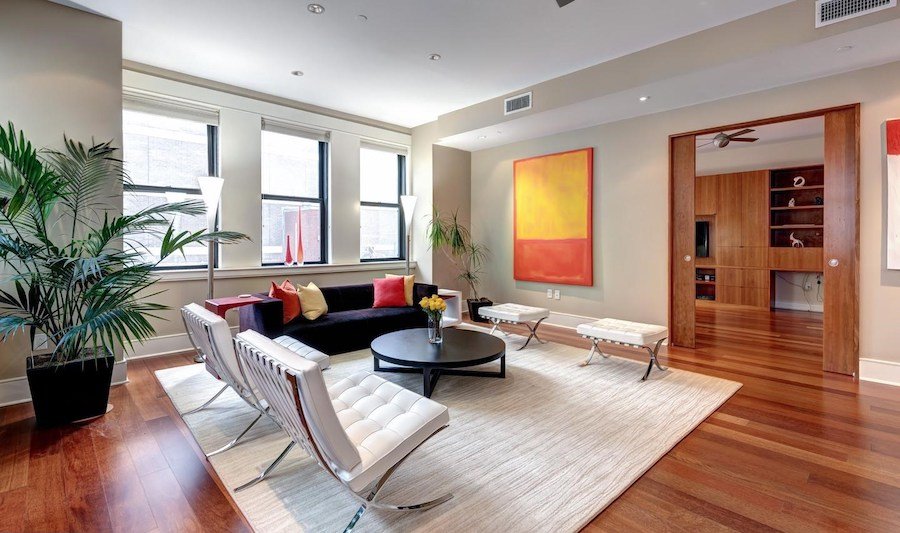condo for sale rittenhouse modern unit living room and bedroom