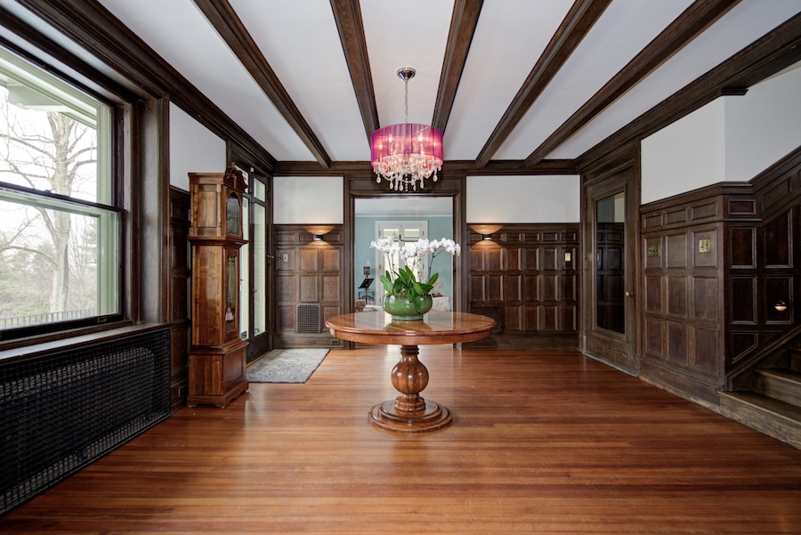 house for sale chestnut hill tudor revival foyer