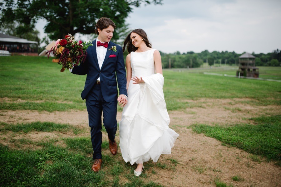 preppy bride and groom