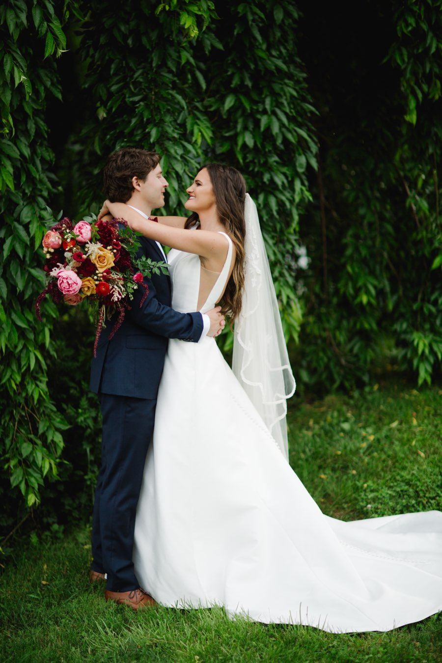 preppy bride and groom